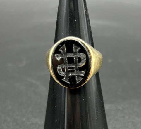 Signetring - 14 karat Gulguld Onyx