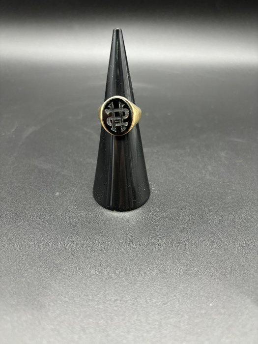 Signetring - 14 karat Gulguld Onyx