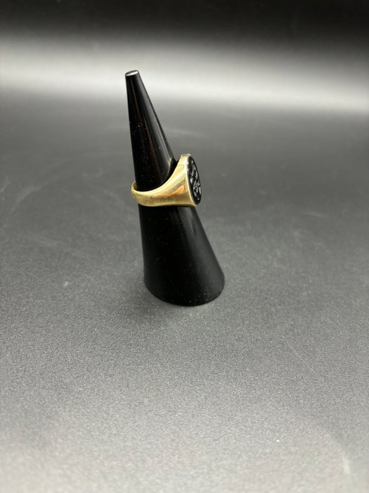 Signetring - 14 karat Gulguld Onyx