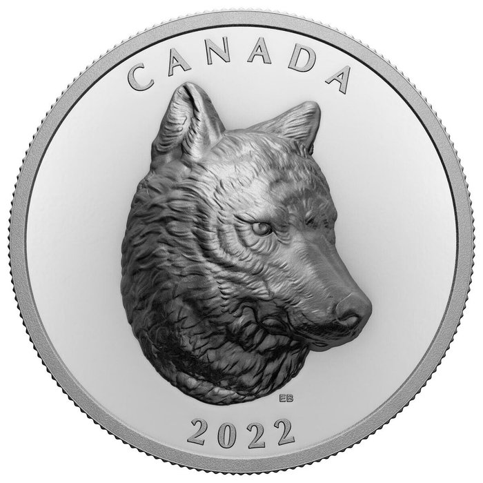 Canada. 25 Dollars 2022 Timber of Wolf, 1 Oz (.999)