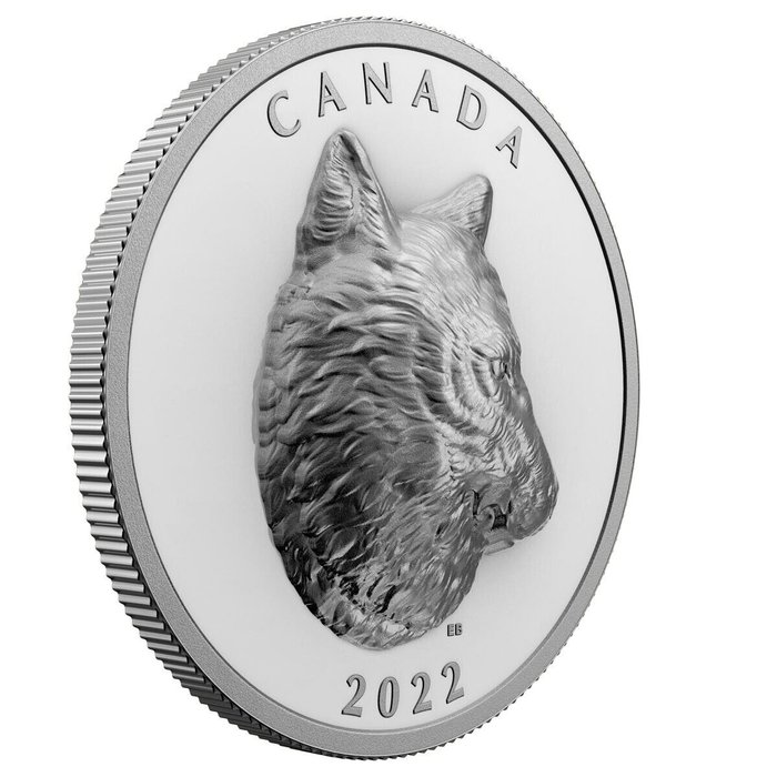 Canada. 25 Dollars 2022 Timber of Wolf, 1 Oz (.999)