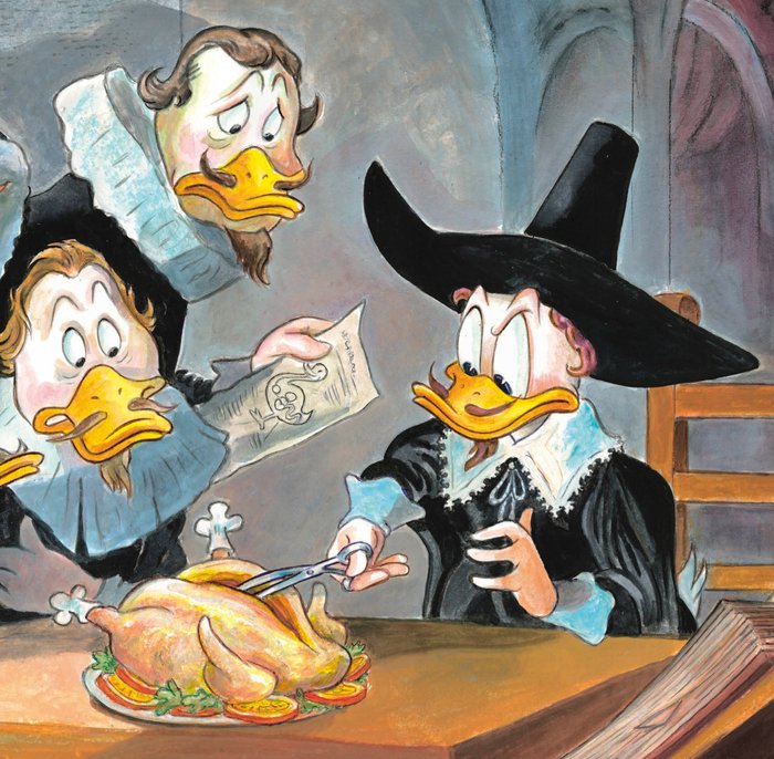 Tony Fernandez - Donald Duck  Friends Inspired by Rembrandt's "The Anatomy Lesson" (1632) - A.P. Signed Giclée -