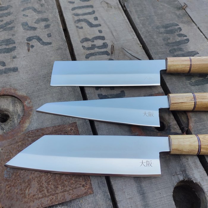 Køkkenkniv - Japansk professionel SUJIHIKI, Deba, Usba Kniv med oliventræ. Knive lavet specielt til - Asien