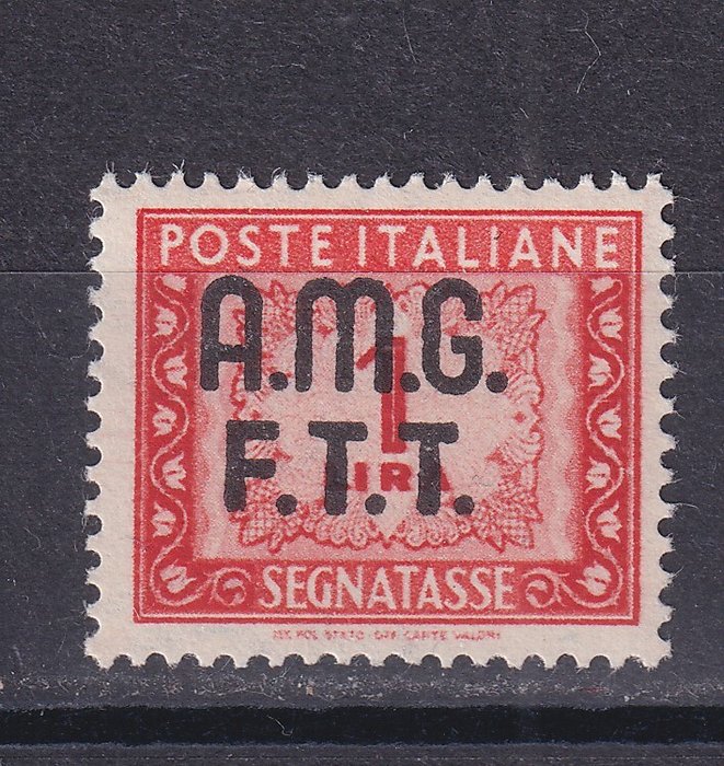 Triest - Zone A 1947/1949 - Komplet sæt med 11 Supertax-stempler. A.M.G. F.T.T. Næsten alle værdier er underskrevet. MNH - Sassone Serie 51