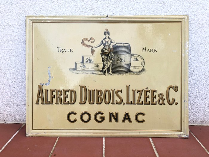 Sjælden vintage originalt blikskilt ikke emalje - Alfred Dubois Cognac - 1930