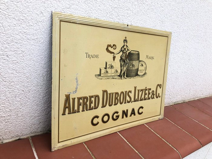 Sjælden vintage originalt blikskilt ikke emalje - Alfred Dubois Cognac - 1930