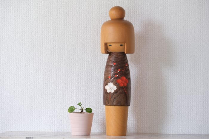 Vintage Sosaku Kokeshi fra Usaburo - Træ - Japan - Shōwa-periode (1926-1989)