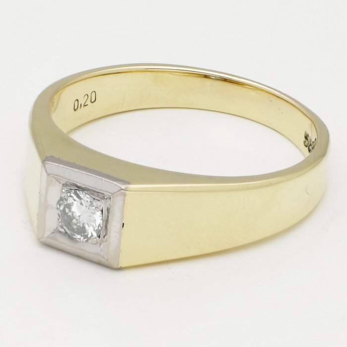 Ring - 14 karat Gulguld -  0.20ct. tw. Diamant (Natur)