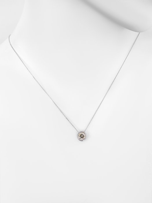 Vedhæng - 14 karat Hvidguld -  1.22ct. tw. Gul Diamant (Naturfarvet)