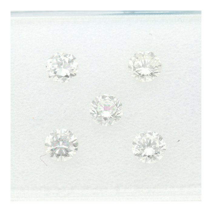 Ingen mindstepris - 5 pcs Diamant  (Natur)  - 0.46 ct - Rund - H - SI1 - International Gemological Institute (IGI)