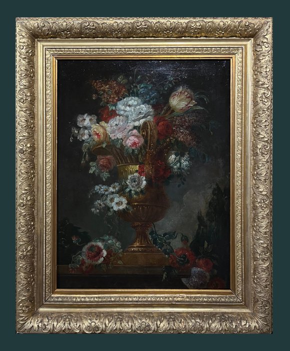 Jean-Baptiste Monnoyer (1636-1699), Entourage de - Grand coupe à fleurs