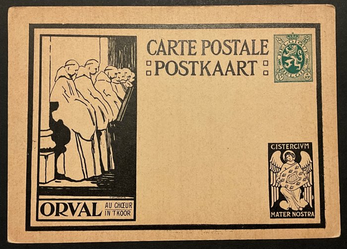 Belgien 1928/1932 - Postkort Type "Orval Abbey" - Sort + Brun  Cardinal Mercier - Zeldzaam