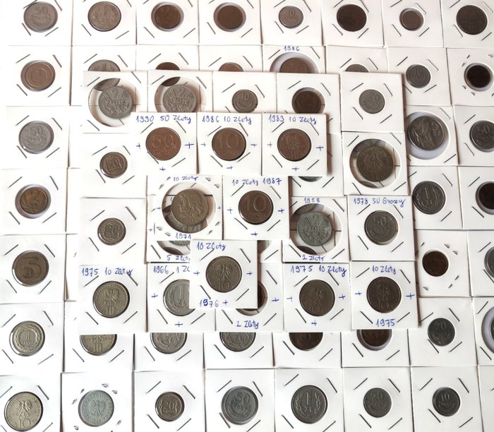 Polen. A Large Lot of ± 80x Polish Coins 1949-1999  (Ingen mindstepris)