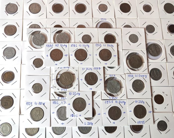 Polen. A Large Lot of ± 80x Polish Coins 1949-1999  (Ingen mindstepris)