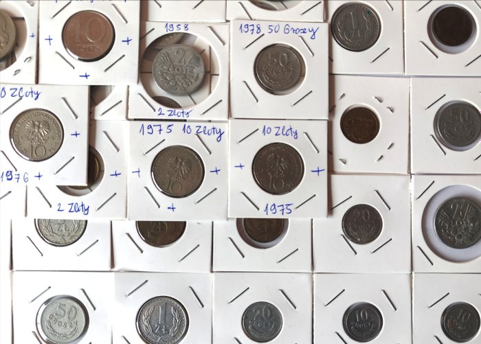 Polen. A Large Lot of ± 80x Polish Coins 1949-1999  (Ingen mindstepris)