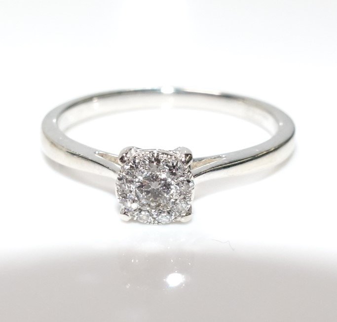 Ring - 18 kraat Hvidguld -  0.21ct. tw. Diamant (Natur)  - Ringstørrelse 53 kan ændres