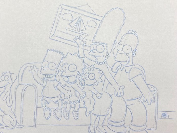 The Simpsons - 1 Koncepttegning af familien, lavet af Todd Aaron Smith (certificeret)