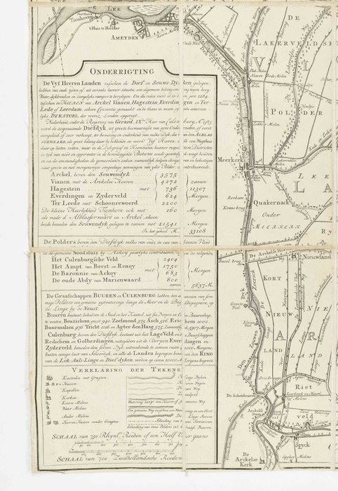 Holland - Buren  Culemborg; Jan Punt / Covens  Mortier - "Kaart van de graafschappen Buuren en Culenburg" - 1761-1780