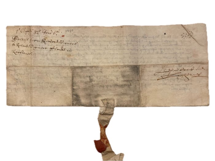 [England - King Henry VI era] - Vellum Release of Lands in Combe, Herefordshire - Richard  Roland Wigmore - 1454