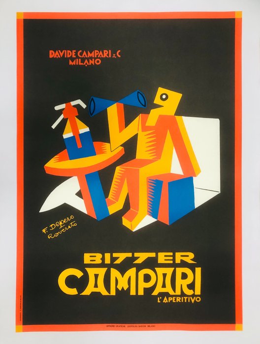 Fortunato Depero - Bitter Campari (linen backed on canvas) - 1970‹erne