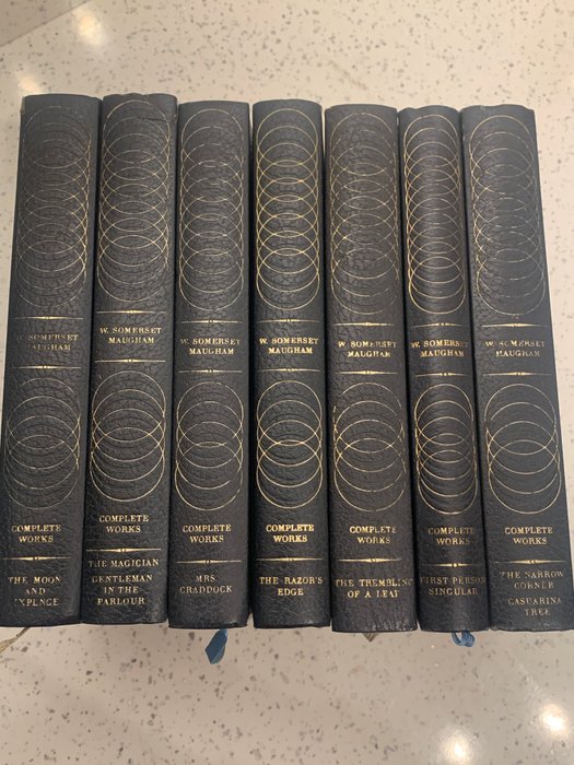 Various Illustrators - W. Somerset Maugham Complete Works in 7 Deluxe Leather Illustrated Volumes Set by Heron Books - 1968-1968