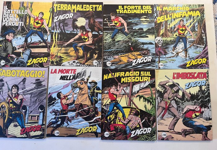 Zagor nn 211-289290-292294-299 - Sequenza semicompleta - 87 Comic - Første udgave - 1978/1986