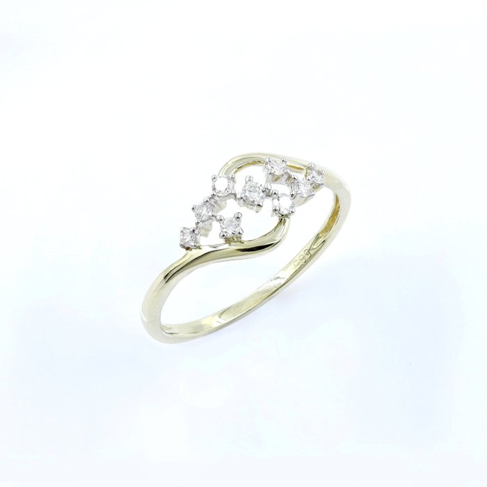 Ingen mindstepris - Ring - 14 karat Gulguld -  0.18ct. tw. Diamant (Natur)