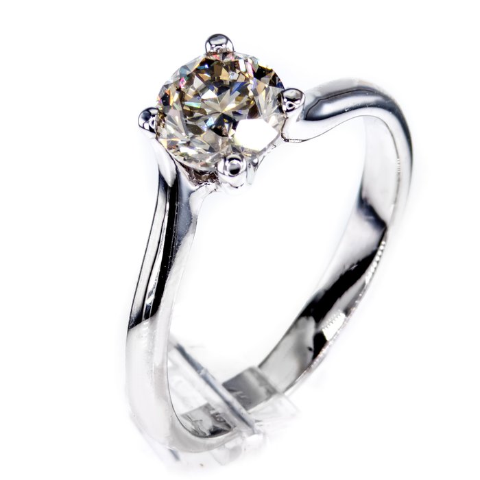 Ingen mindstepris - Forlovelsesring - 14 karat Hvidguld -  1.02ct. tw. Diamant (Naturfarvet)