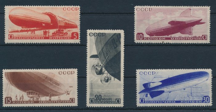 Sovjetunionen 1934 - Zeppelin luftskibe komplet sæt - Michel Nr. 483-487