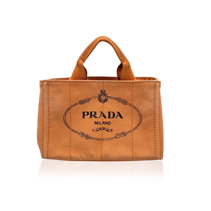 Prada - Orange Canvas Canapa Logo Small Handbag BN2439 - Mulepose