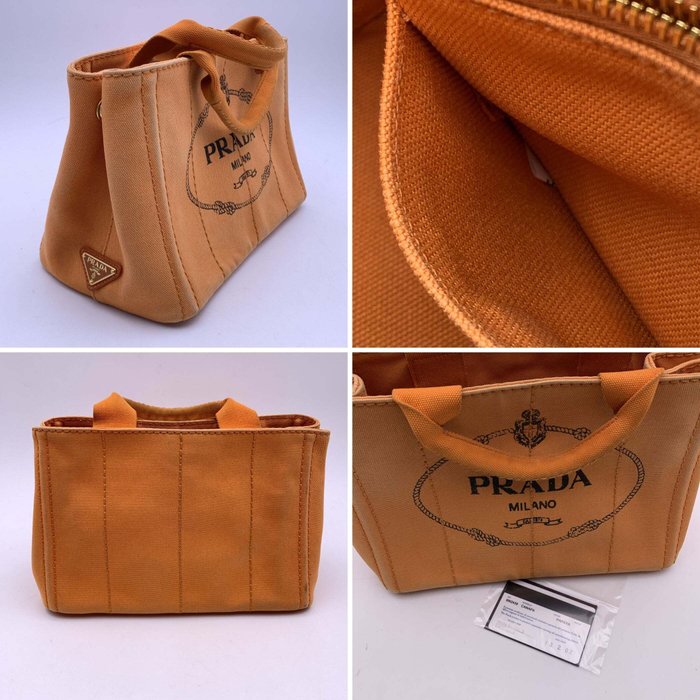 Prada - Orange Canvas Canapa Logo Small Handbag BN2439 - Mulepose