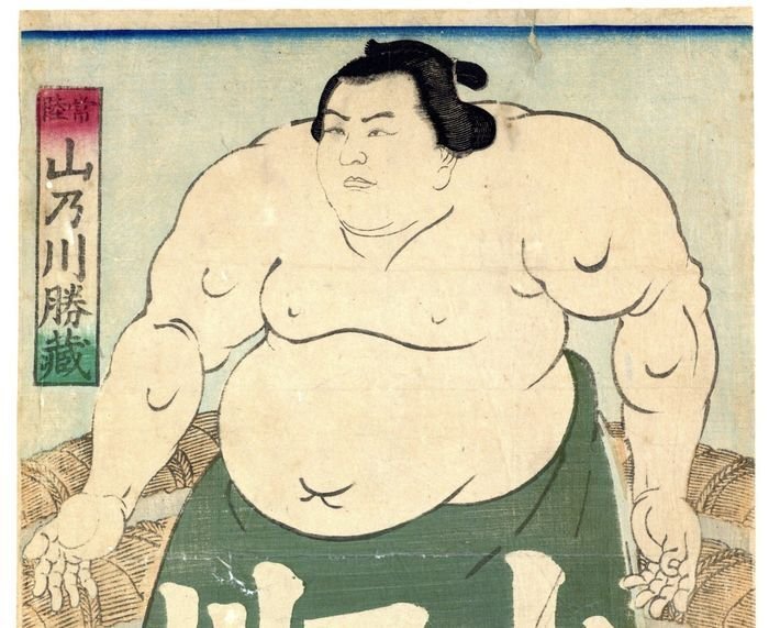 Wrestler Yamanokawa Katsuzō from Hitachi - Utagawa Kuniteru II - Japan -  Meiji-perioden (1868-1912)