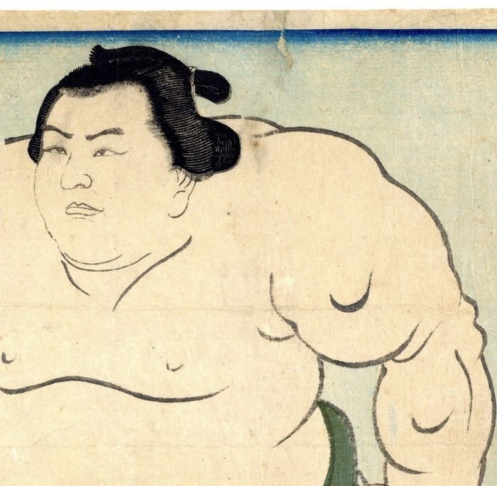 Wrestler Yamanokawa Katsuzō from Hitachi - Utagawa Kuniteru II - Japan -  Meiji-perioden (1868-1912)