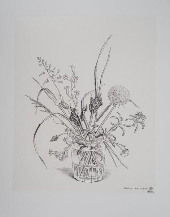 Kiyoshi Hasegawa (1891-1980) - Bouquet dans un verre