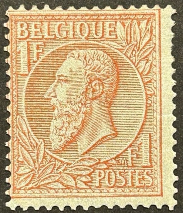 Belgien 1869/1883 - Leopold II "Profil til venstre" - 1fr Rød-brun på grøn - OBP/COB 51