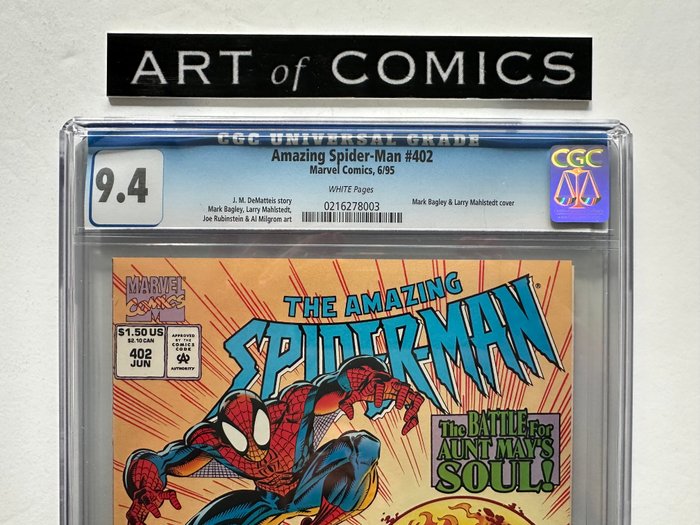 The Amazing Spider-Man #402 - CGC Graded 9.4 - Very High Grade!!! - White Pages!! - 1 Graded comic - Første udgave - 1995