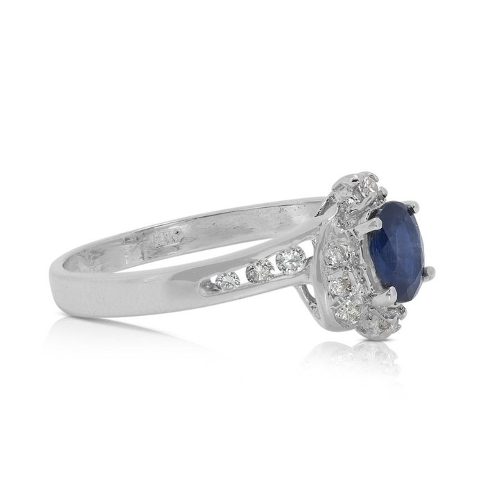 Ring - 18 kraat Hvidguld -  050ct tw Safir - Diamant