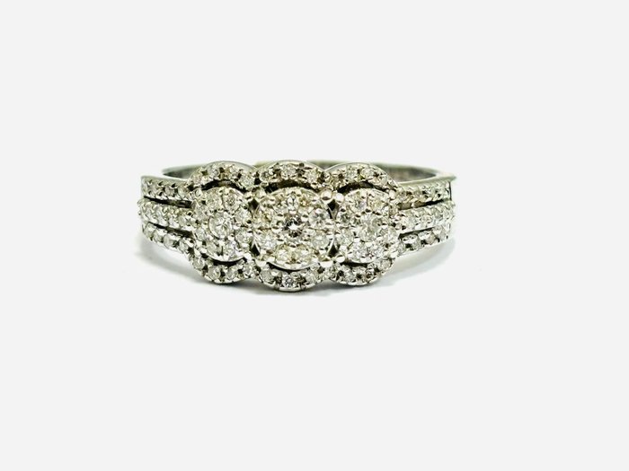 Ring - 18 kraat Hvidguld -  1.20ct. tw. Diamant (Natur)  - Fremstillet i Italien