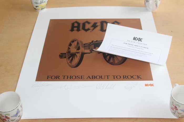 AC/DC, For Those About To Rock - Litho - Limited Edition - Printed Signatures - COA - Litografi - 1996