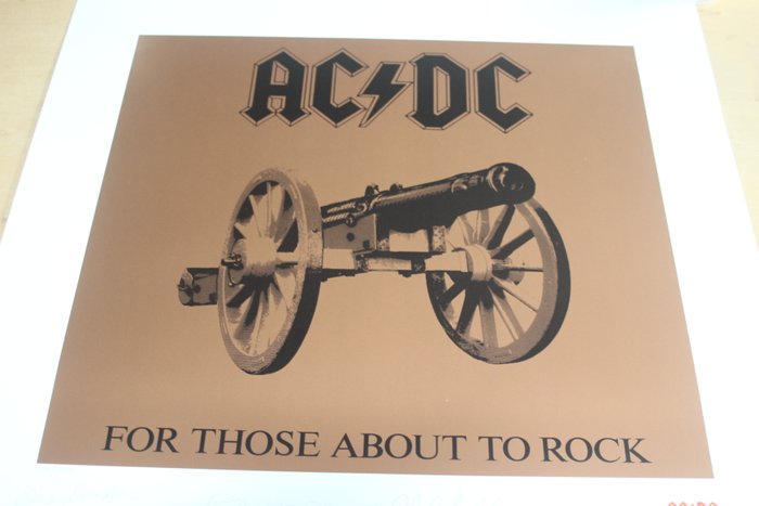 AC/DC, For Those About To Rock - Litho - Limited Edition - Printed Signatures - COA - Litografi - 1996