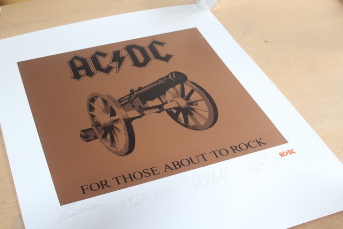 AC/DC, For Those About To Rock - Litho - Limited Edition - Printed Signatures - COA - Litografi - 1996