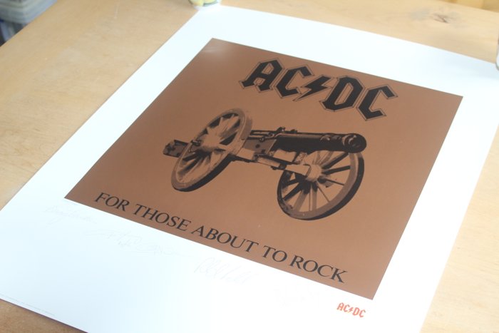 AC/DC, For Those About To Rock - Litho - Limited Edition - Printed Signatures - COA - Litografi - 1996