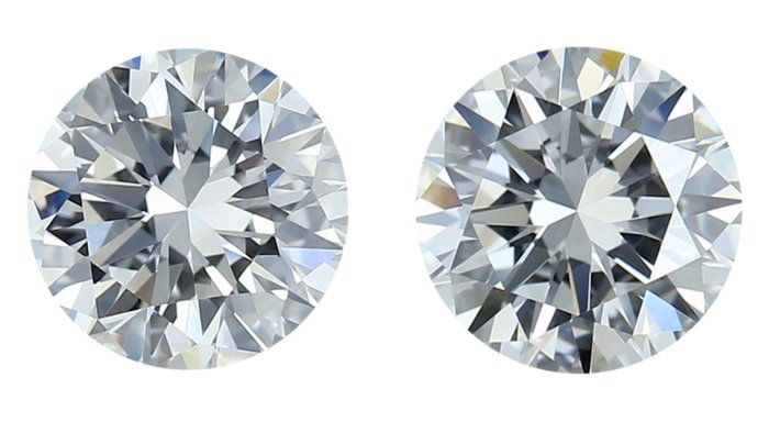 2 pcs Diamant  (Natur)  - 160 ct - Rund - D (farveløs) - IF - International Gemological Institute (IGI) - Ideelt snitpar