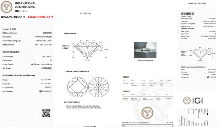 2 pcs Diamant  (Natur)  - 160 ct - Rund - D (farveløs) - IF - International Gemological Institute (IGI) - Ideelt snitpar