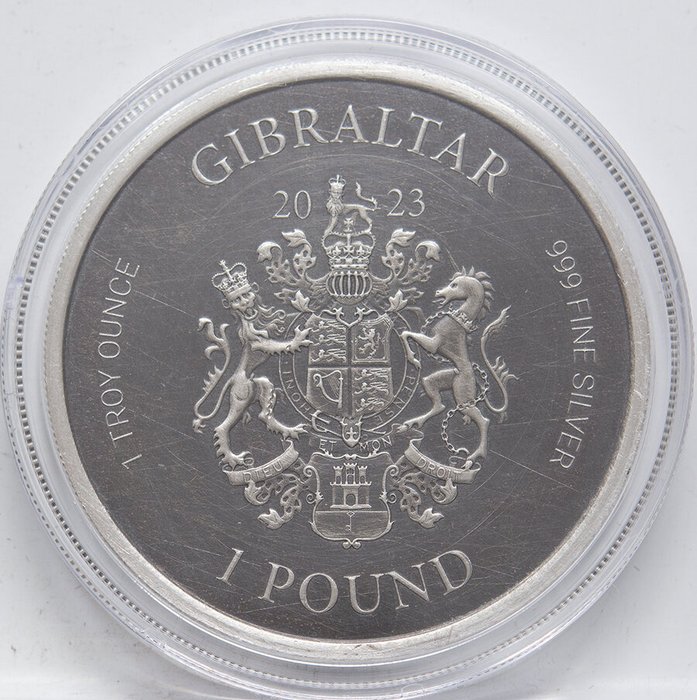 Gibraltar (Britisk Oversøisk Territorie). 1 Pound 2022  Gibraltar Lady Justice - Antique Finish, 1 Oz (.999)  (Ingen mindstepris)