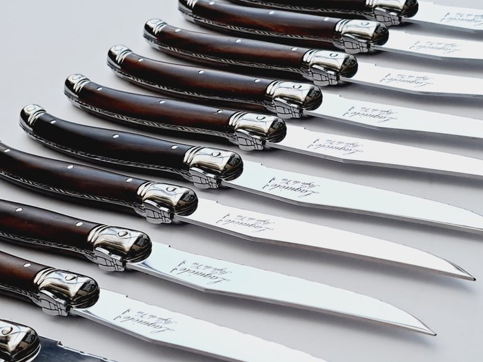 Laguiole - 12x Steak knives - Dark Brown - incl. Certificate of Authentication - Bordknive sæt (12) - Rustfrit stål