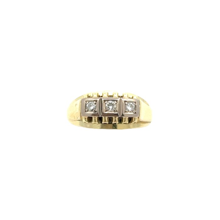 Ring - 14 karat Gulguld -  0.15ct. tw. Diamant (Natur)