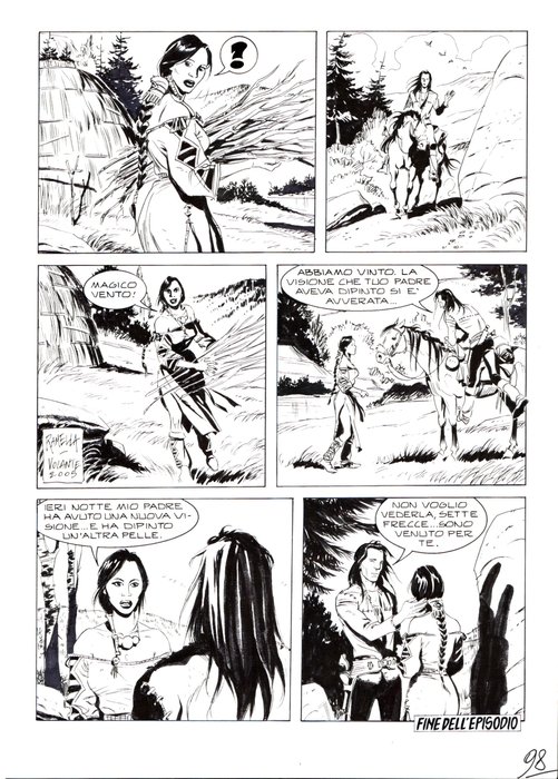 Ramella, Bruno / Volante, Frederic - 2 Original page - Magico Vento #99 - "Morto il 25 Giugno" - 2005