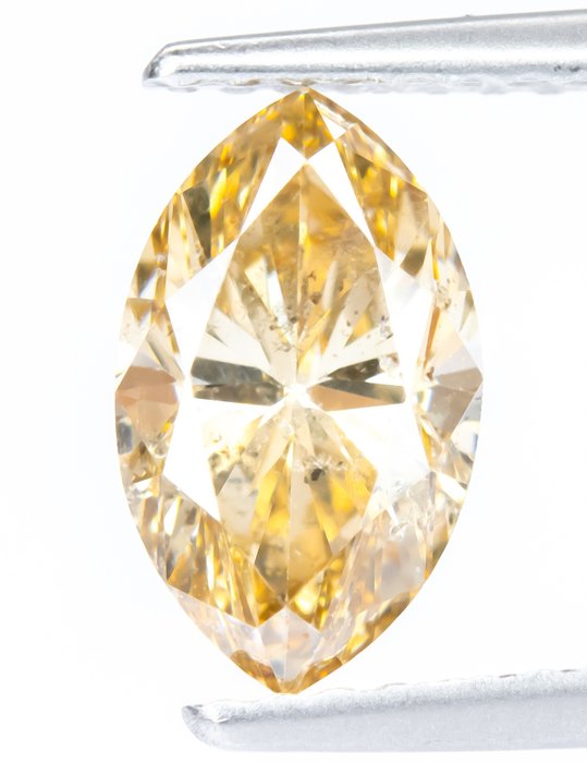 Ingen mindstepris - 1 pcs Diamant  (Naturfarvet)  - 1.27 ct - Marquise - Fancy light Gullig Brun - I1 - Gem Report Antwerp (GRA)