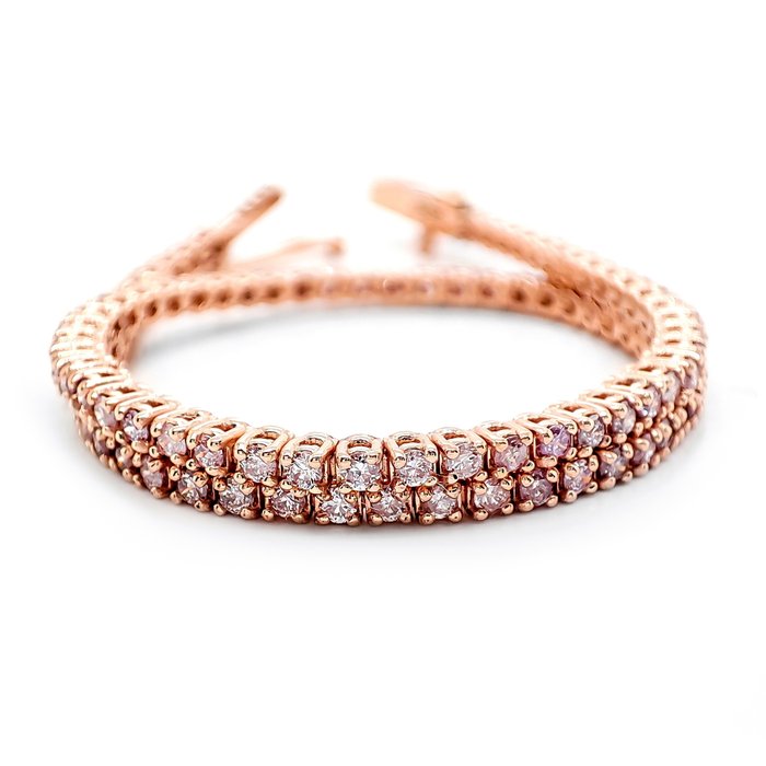 Armbånd - 14 karat Rosaguld -  144ct tw Lyserød Diamant (Naturfarvet)